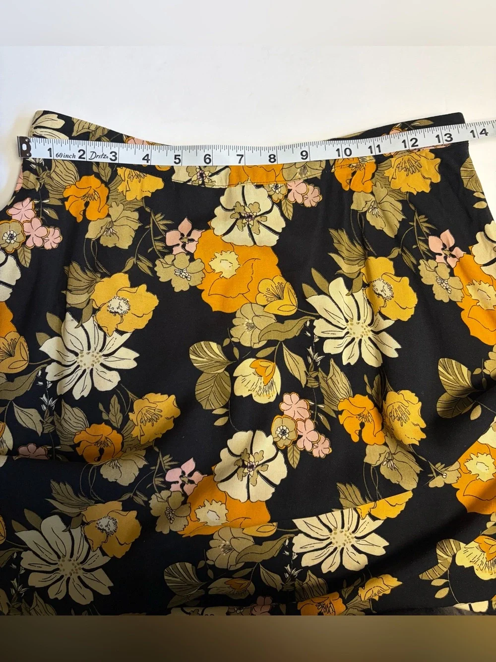 Natural Life Ginger SideSlit Maxi Skirt Black Marigold Floral Boho Cottagecore S